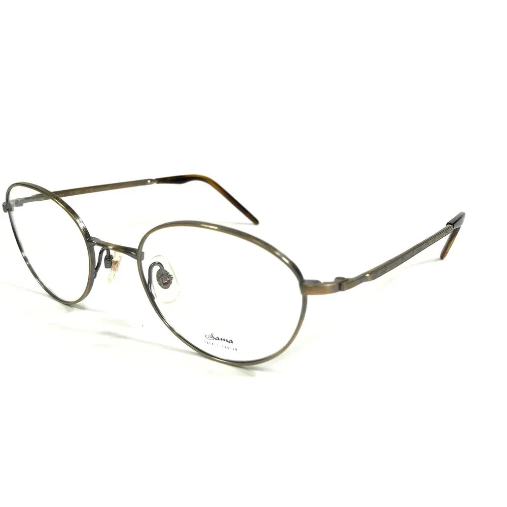 Sama 1701 ATG Eyeglasses Frames Gold Round Titanium Full Wire Rim 49-20-140